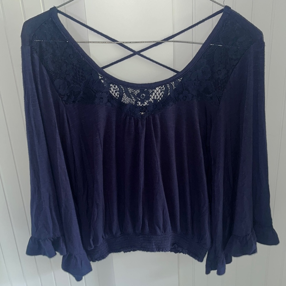 Blue Bohemian Floral Blouse